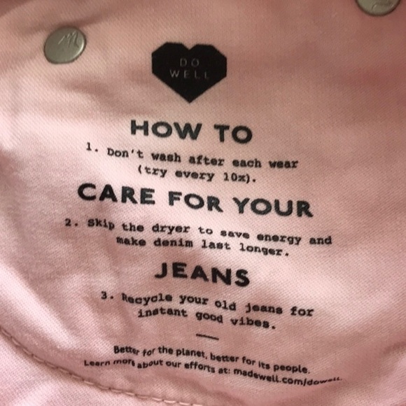 MADEWELL Pink Baggy Straight High Waist Jeans Size 26 with Discoloring - Picture 10 of 10